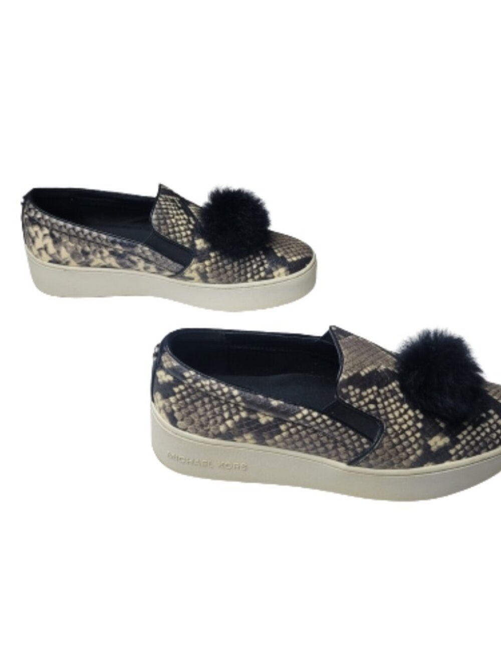 Michael Kors Snake Print Platform Slip On Sneakers Size 7.5 Earthy Indie Leather - Picture 11 of 12